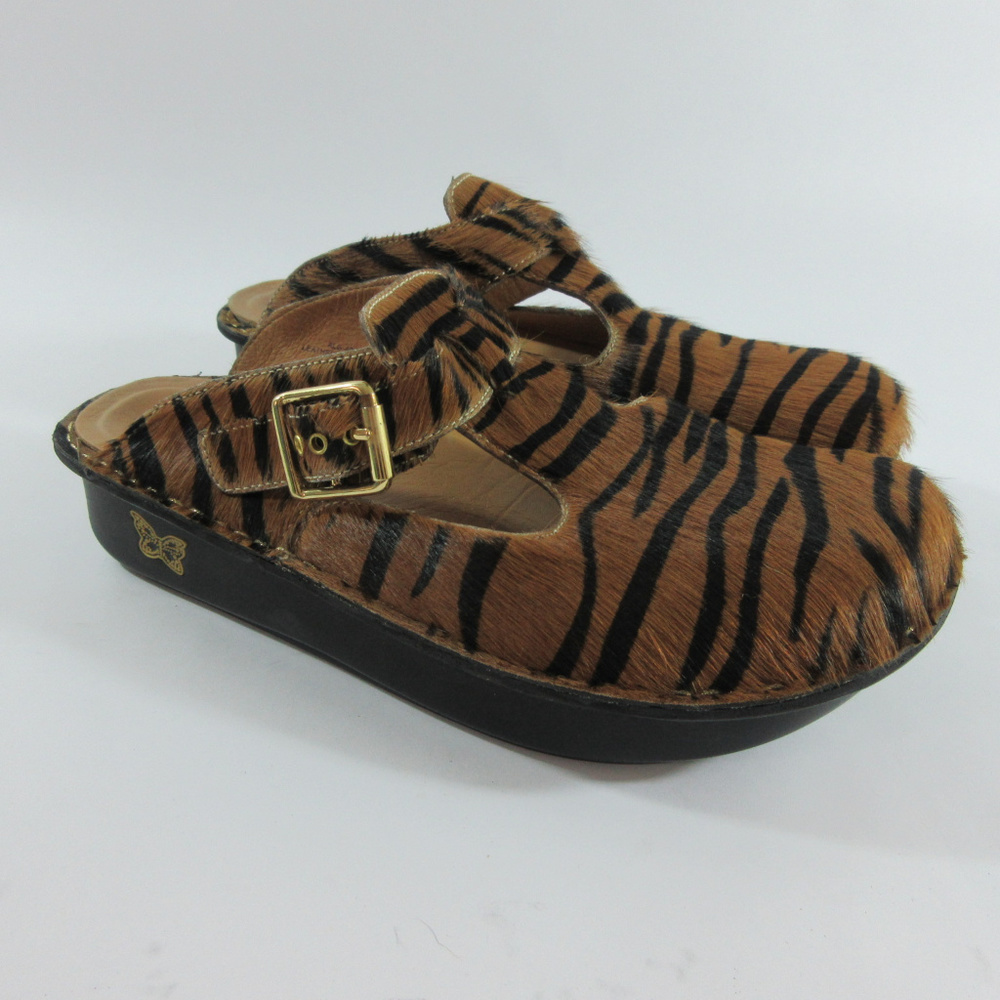 Alegria PG Lite Tiger Stripe Leather Clogs Mules